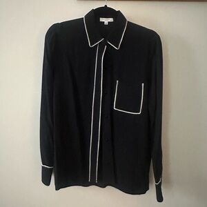 Equipment Black Shirt with White Piping